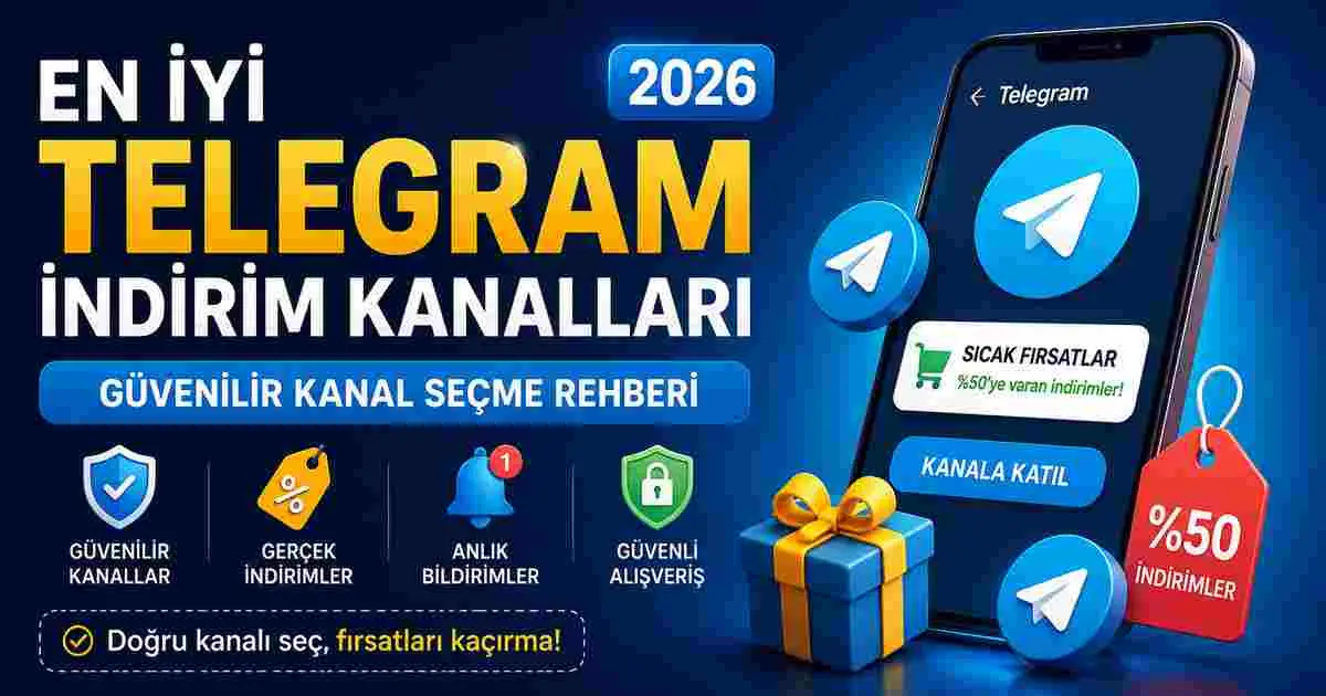 En İyi Telegram İndirim Kanalları 2026: Güvenilir Kanal Seçme Rehberi için FırsatDolu blog kapak görseli