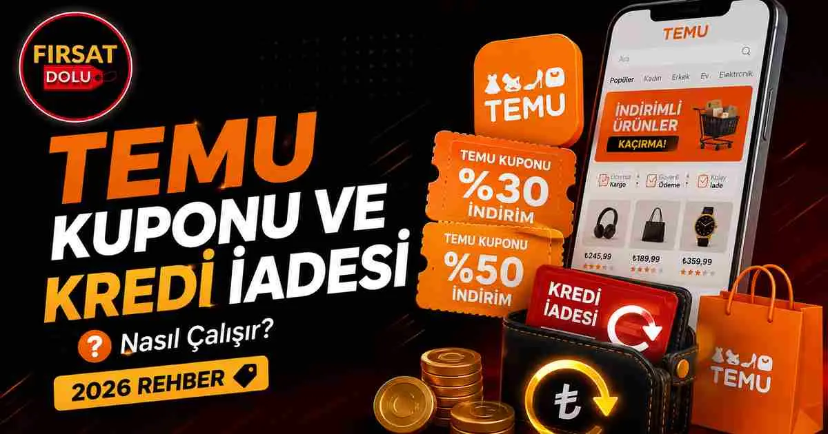 Temu Kuponu ve Kredi İadesi Nasıl Çalışır? Güncel Rehber (2026) için FırsatDolu blog kapak görseli