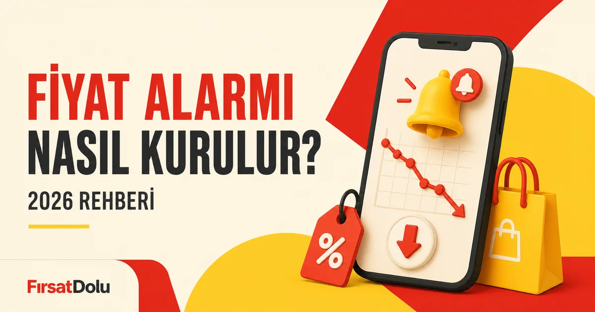 Fiyat Alarmı Nasıl Kurulur? Ürün Fiyatı Düşünce Bildirim Alma Rehberi (2026) için FırsatDolu blog kapak görseli