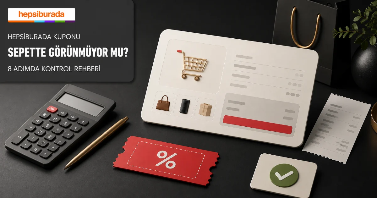 Hepsiburada Kuponu Sepette Görünmüyor mu? 8 Adımda Kontrol Rehberi (2026) için FırsatDolu blog kapak görseli